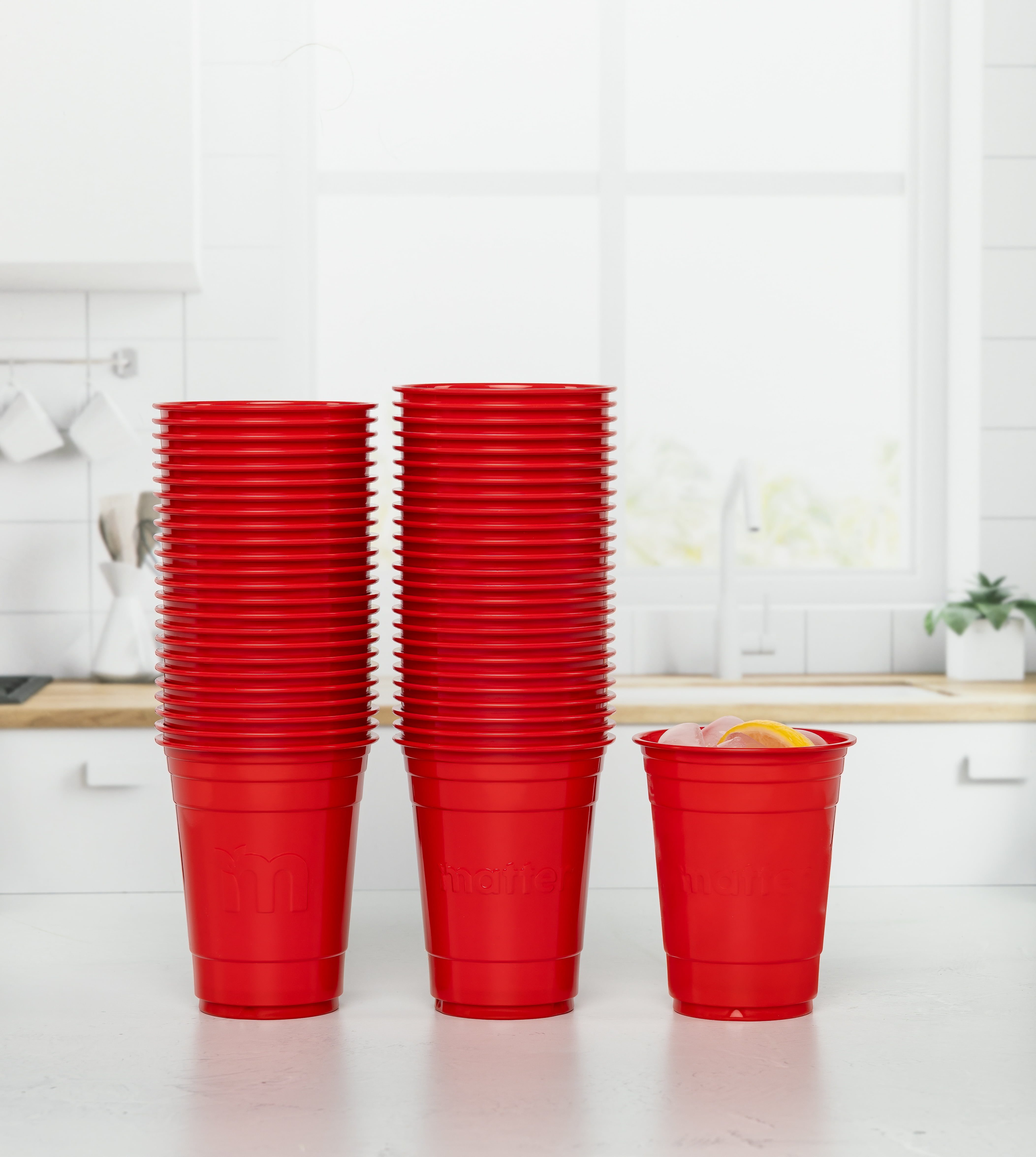 (2 pack) Matter Compostable Red Disposable Cups, 18 oz, 50 Count