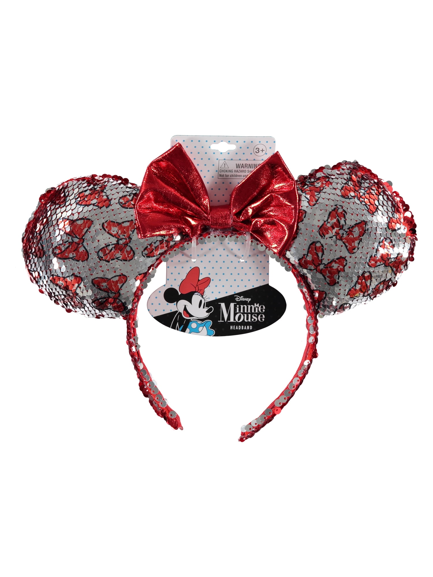Minnie Mouse Novelty headband, Silver and Red Sequins
