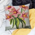 thumbnail image 2 of BANET Pink Daffodil Flower Embroidered Throw Pillow Covers, Decorative Square Covers, Lumbar Pillow for Sofa 24x24in, 2 of 5
