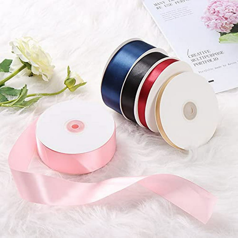  2 Rolls 50 Yard Christmas Satin Ribbon, 1 Inch Wide Gift  Wrapping Ribbon Double Faced Polyester Ribbon Rolls Fabric Silk Ribbon  Favors for Wedding Party DIY Craft Making (Red, Green)