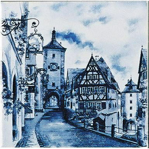 German Rothenberg Refrigerator Blue Tile Magnet