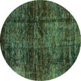 thumbnail image 1 of Ahgly Company Machine Washable Indoor Round Abstract Turquoise Blue Modern Area Rugs, 5' Round, 1 of 4