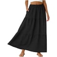 thumbnail image 4 of Women's High Waisted Maxi Tiered Skirt Eyelet Embroidery Cotton Boho Flowy A-Line Long Skirt with Elastic Waist For Summer Beach Vacation Casual Daily Wear, 4 of 8