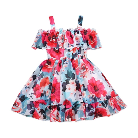 Odeerbi Toddler Girls Summer Chiffon Dress Kids Baby Princess Dress Sling Beach Dress