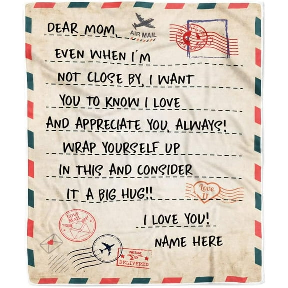 Personalized to My Mom Blanket from Daughter Son Love Letter Mail to Mom Birthday Mothers Day Christmas Customized Fleece Sherpa Blanket Blankets