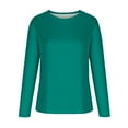 thumbnail image 4 of Cavosen Sweatshirt Tunics for Women Crewneck Pullover Fashion Sweatshirts Long Sleeve Plain Cute Sweatshirts Waist Cozy Boyfriend Preppy Tops Loose Lightweight Fall Winter Clothes Blue XL, 4 of 5
