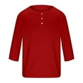 thumbnail image 3 of Men's Shirt Casual 3/4 Sleeve Raglan Henley Tee Blouse Button Down Solid Baseball Workout T-Shirts Tops 2025, 3 of 5