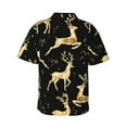 thumbnail image 3 of Uemuo Christmas Gold Deers Printed Regular Fit Short Sleeve Casual Hawaiian Shirt for Men,Aloha shirt,Tropical shirt,Floral print shirt,Vacation Beach shirt-XX-Large, 3 of 9