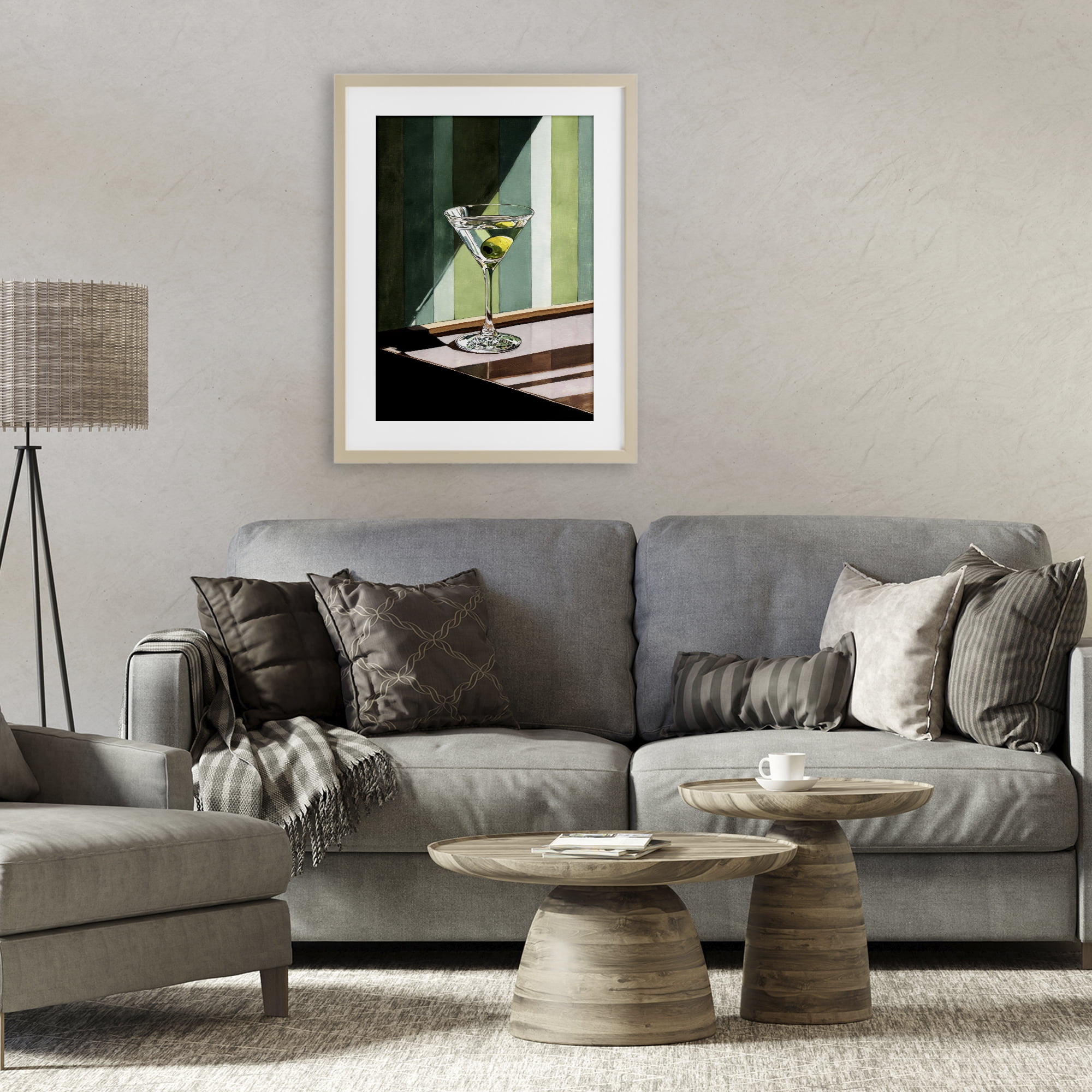 Stupell Industries Olive Martini in Sun Beam Birch Framed Print Under Glass, design by Petal Prints Design