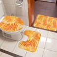 thumbnail image 5 of Tropical Palm Leaf Bathroom Rugs Set Orange Leaves Abstract Plant Non Slip Absorbent Soft Bath Mats 3 Piece Set with Bathroom Rug, U-Shaped Floor Mat, Toilet Seat Cover Large Size, 5 of 9
