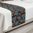thumbnail image 2 of Floral Bed Runner, Continued Pattern of Hibiscus White Flower Illustration and Leaves in Calm Tones, Decorative Accent Bedding Scarf for Hotels Homes and Guestrooms, King, Sea Blue Brown, by Ambesonne, 2 of 2
