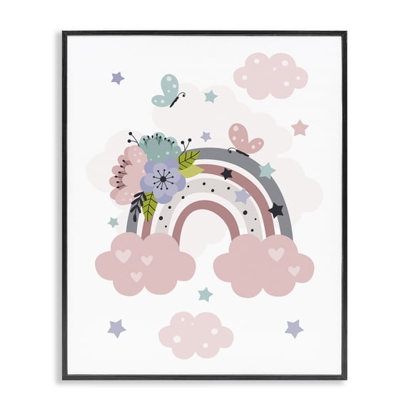 Stupell Industries Eclectic Floral Blossom Rainbow Black Framed Giclee Art, 16 x 20, by LSR Design Studio