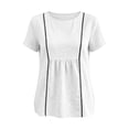 thumbnail image 6 of hoksml Women's Cotton Linen Peplum Blouse, Round Neck Short Sleeve Loose Fit Casual Summer Daily Wear Shirt, 6 of 7