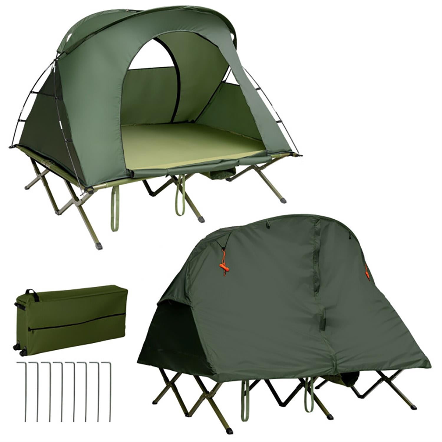 Spaco 2-Person Camping Tent Set with External Cover, Lightweight Outdoor Tent for Backpacking, Hiking, Green