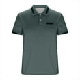 thumbnail image 4 of pstuiky camisetas de hombre, Camisa tipo jersey para hombre, de color liso, con cremallera, manga corta y cuello vuelto camisas casuales para hombre s, 4 of 6