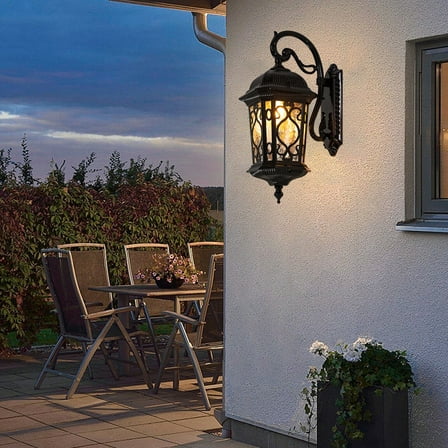 TFCFL Wall Light Outdoor European Style Wall Sconce Lamp Wall Mount Garden Yard Lighting Fixture E26 Black