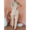 thumbnail image 3 of Womens Short Sleeve Two Piece Outfits Loungewear Sweatsuit Sets Outfits Athletic Tracksuits, 3 of 4
