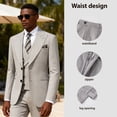 thumbnail image 5 of Men's 3 Piece Check pattern Suit - Two Button Business Wedding Prom Tuxedo (Jacket+Vest+Pants), 5 of 7