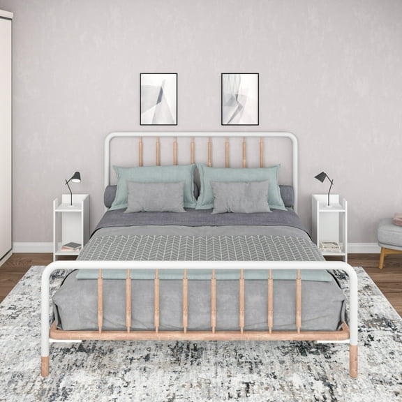 Ada Home Decor Furniture White 2 Tier Nassau Nightstand Set