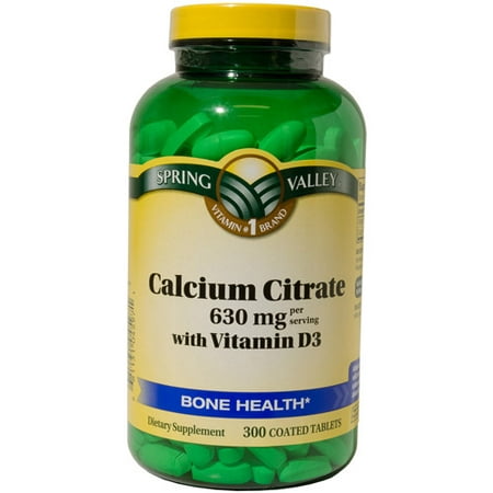 Spring Valley citrate de calcium Compléments alimentaires comprimés, 630 mg, 300 count