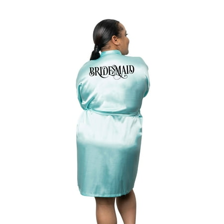 Bridal Party Robes w Bride, Bridesmaid, Maid of Honor & Flower Girl Prints, S-4XL, Mint Blue, S/M, Bridesmaid