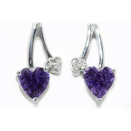 Elizabeth Jewelry 1 Ct Alexandrite Heart Diamond Stud Earrings 1 Ct Alexandrite Heart Diamond Stud Earrings 925 Sterling Silver