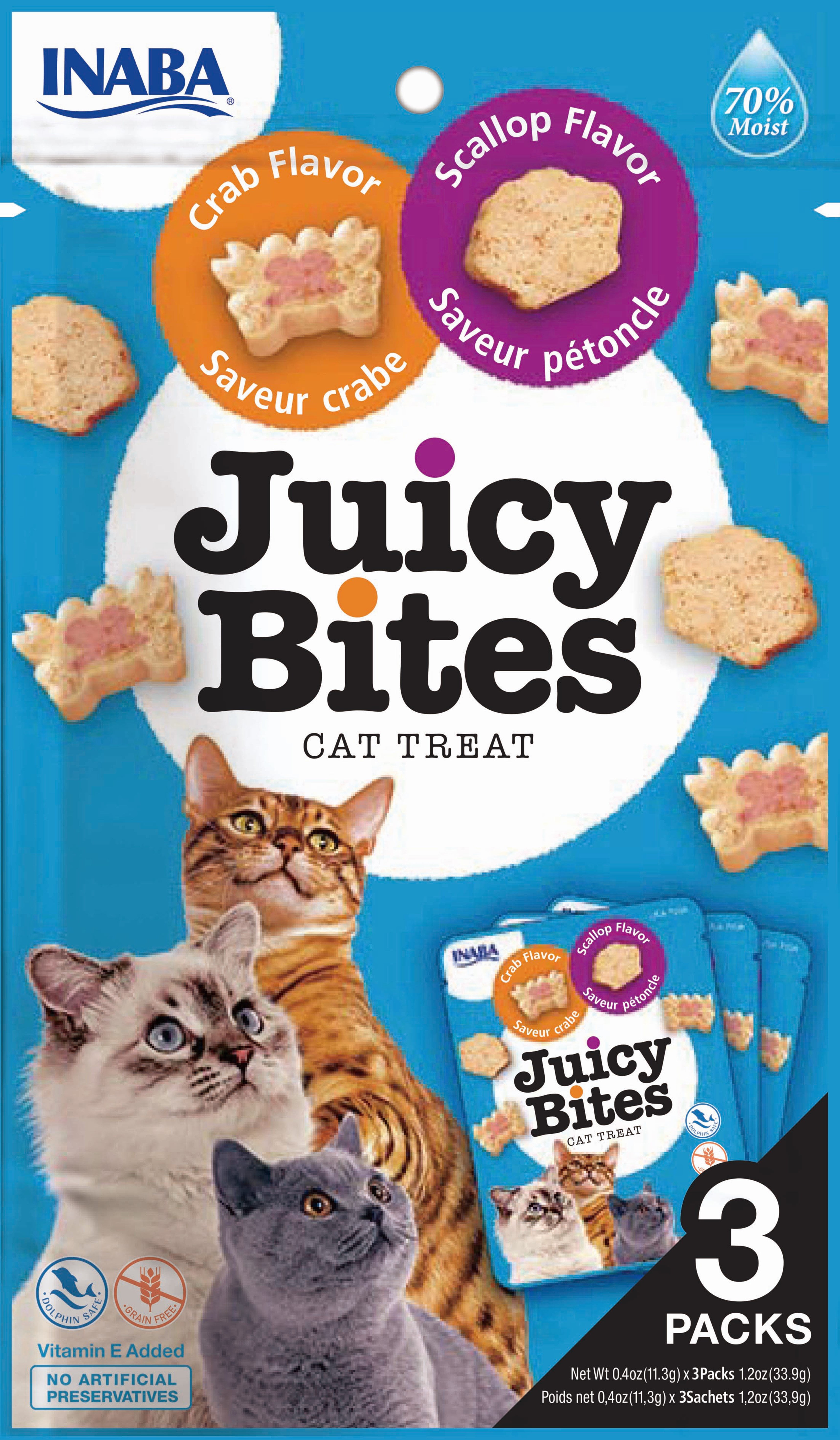 Inaba Ciao Juicy Bites Cat Treat, Crab and Scallop Flavor, 3 Packs