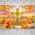 thumbnail image 3 of Fall for Jesus Backdrop Autumn Christian Thanksgiving Photography Background Rustic Cross Sunflowers Pumpkins Bible Book Nature Banner Decorations Religious Portrait Photo Booth Props, 3 of 5