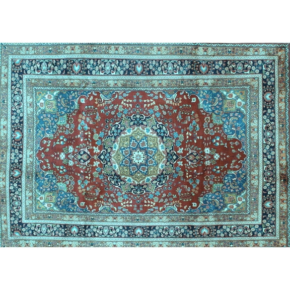 Ahgly Company Indoor Rectangle Medallion Light Blue Traditional Area Rugs, 2' x 3'