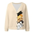 thumbnail image 4 of Cnbwig Sweaters for Women Elegant Long Sleeve Knit Cardigan Button Down Sweater Cat Knitted Coat Loose V Neck Jacket Fashion Sweaters Fall Tops B-Beige S, 4 of 5