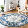 thumbnail image 2 of SAFAVIEH Madison Elinor Traditional Distressed Area Rug, Navy/Ivory, 6'7" x 6'7" Round, 2 of 8