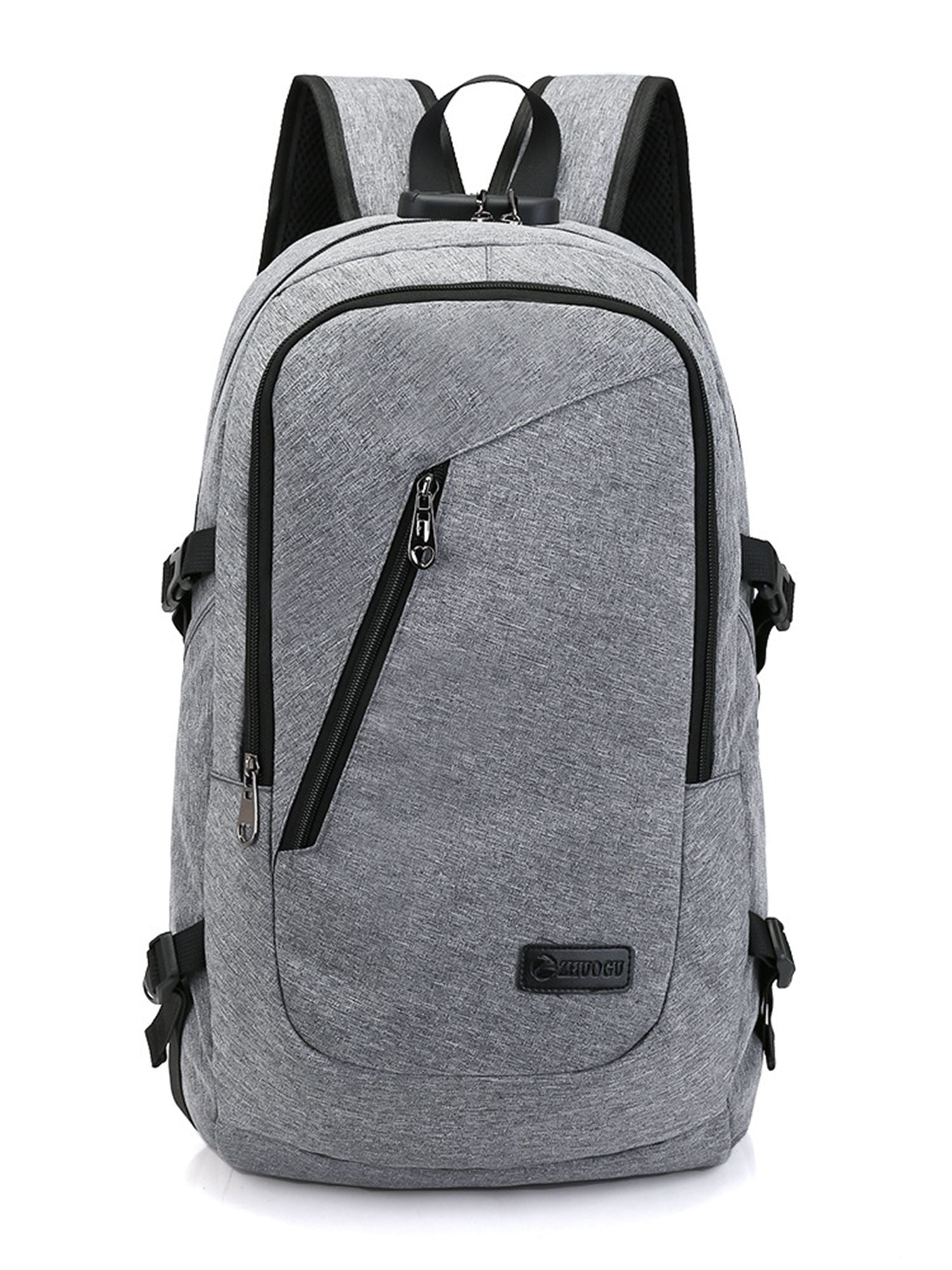 Gustave 15.6 Inch Anti Theft Laptop Backpack Large Capacity Waterproof Travel Daypack Business Computer Bag for Women Men with USB Charging Port "Gray"