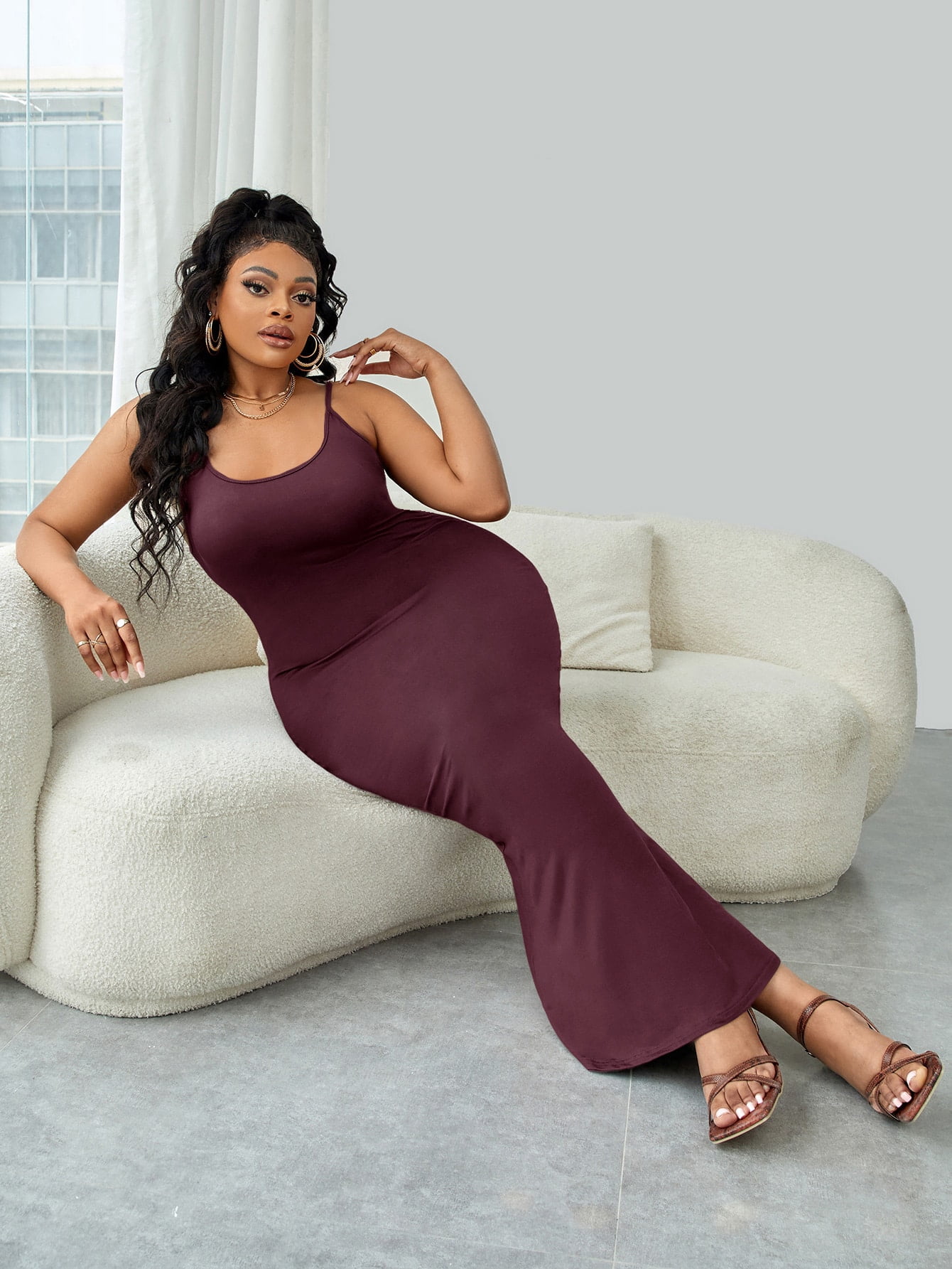 Solid Cami Dress A220904N Maroon 