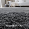 thumbnail image 4 of Sleep Zone Fluffy Round Shaggy Rug, Non Slip Soft Plush Carpet, Easy Clean Indoor Floor Mat, Dark Gray 4ft Round, 4 of 8