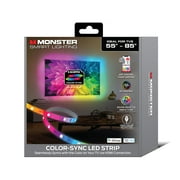 Monster Smart LED Strip Lights for TV, Multicolor LED Lights for 55-85 Inch TVs, Sound Reactive, App Control