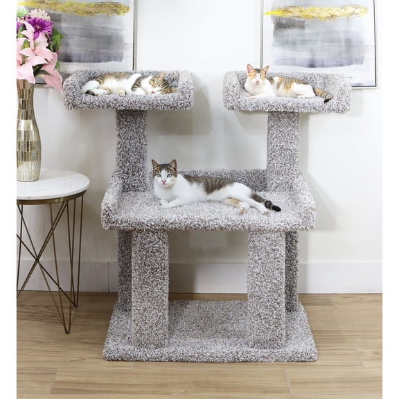 New Cat Condos Cat Tree for Large Cats & Maine Coons - Deluxe Carpeted Cat Tower Condo