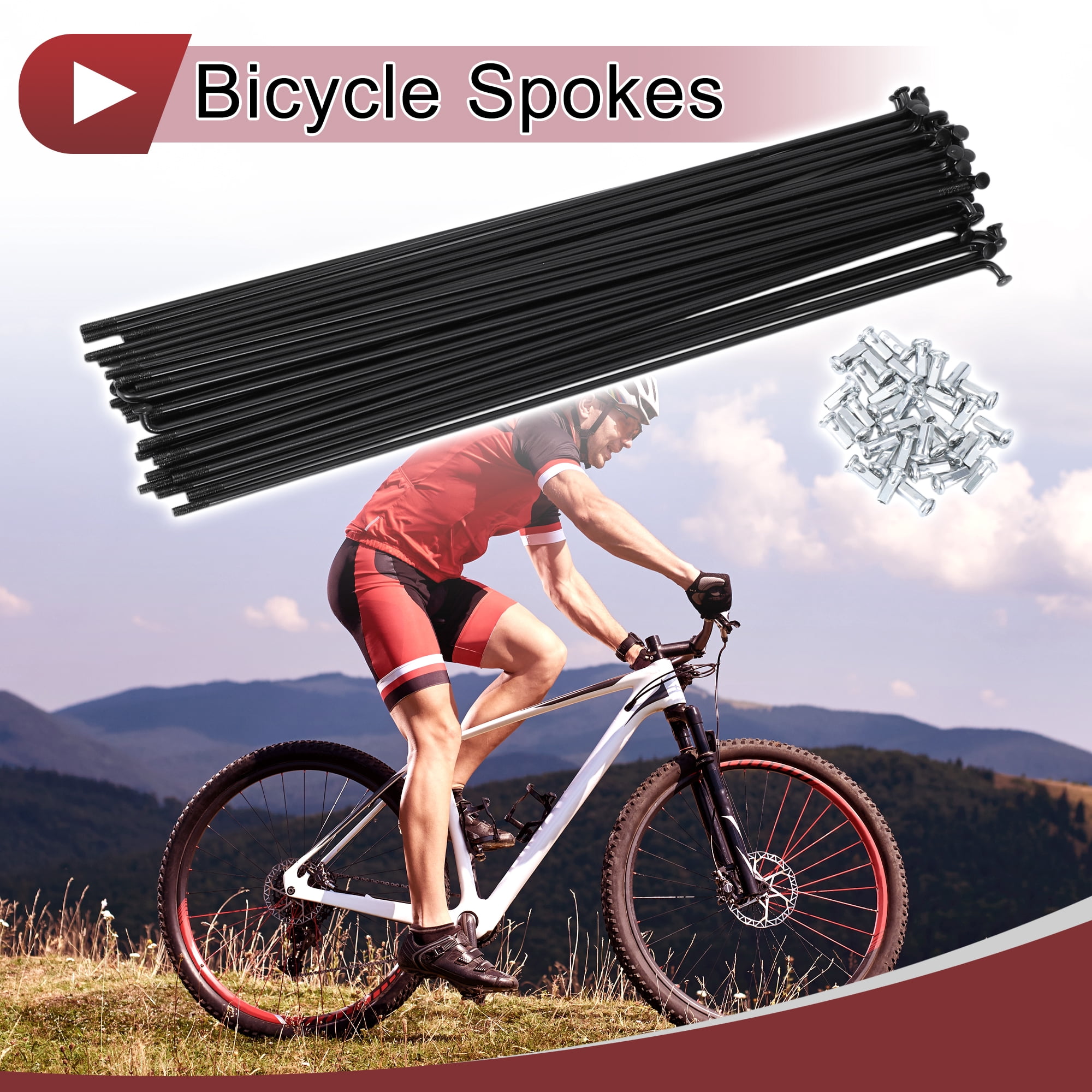 Unique Bargains 36 Set 12G Bicycle Spoke 12G Bike Wheel Spokes 45 Steel Black-245mm