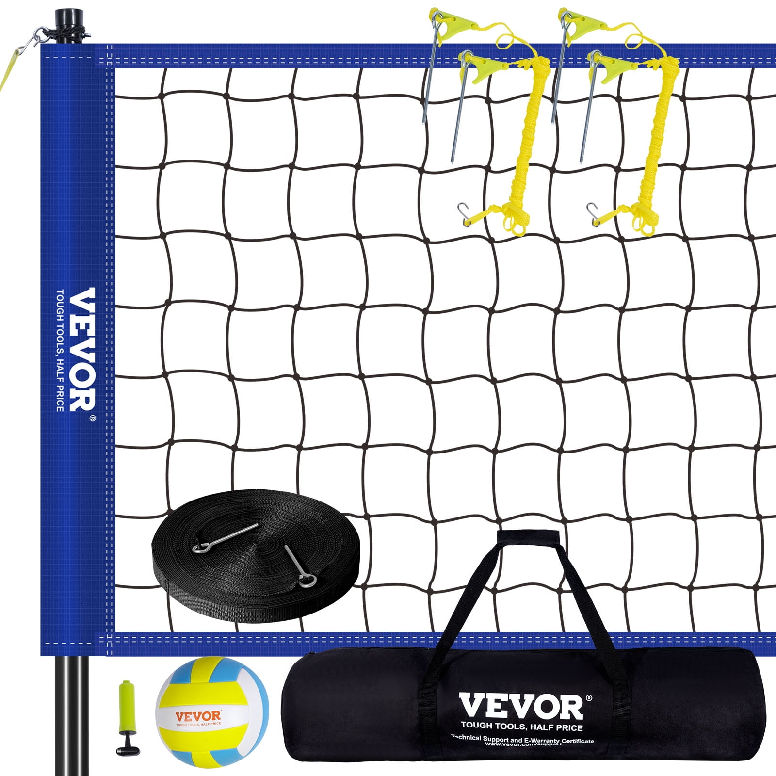 Ensemble De Volleyball Professionnel Portable - Filet Hauteur Réglable, Poteaux Aluminium, Lignes De Terrain
