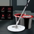 thumbnail image 2 of Mirdinner Spin Mop and Bucket Wringer Set, 360° Mop Bucket System with 4 Microfiber Mop Replacement Heads, Stainless Steel Bucket,  Floor Cleaning for Home, Black/Red, 2 of 9