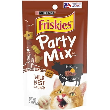 Purina Friskies Made in USA Facilities Cat Treats, Party Mix Crunch Wild West - 10 2.1 oz. Pouches