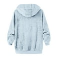 thumbnail image 4 of VISALY Womens Zip Up Hoodies Sweater Jacket Women's Plus Size Solid Color Sweatershirt Hooded Pullover Warm Wool Plush Coat Zipper Top Casual Sweaters Fleece Hoodies Winter Sweaters Sky Blue S, 4 of 5