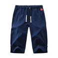 thumbnail image 2 of Men Summer Linen Look Capri Pants Casual Elastic Waist 3/4 Length Trousers Plus SizeGift, 2 of 3