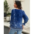 thumbnail image 4 of Weardear Long Sleeve Tops for Women Casual V Neck Loose Chiffon Work Blouse Smocked Tunic Shirts, 4 of 7