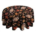 thumbnail image 4 of Fall Football and Autumn Leaves Pattern Round Tablecloth 60" X 60",Wrinkle Wipeable Table Cloth for Kitchen Dining Room Picnic Patio Party, 4 of 6