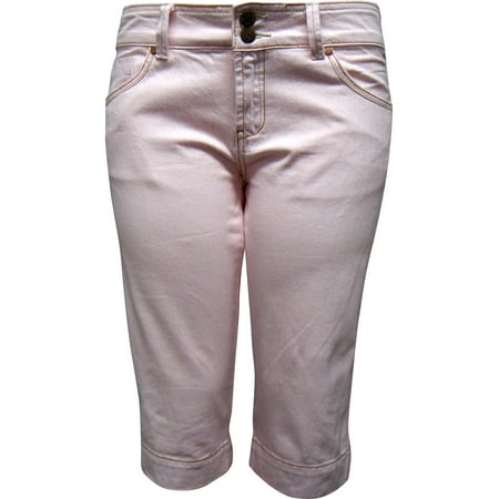 Women's Stretch pink capri Jean shorts 342-1