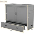 thumbnail image 5 of Tabaray Full Size Murphy Bed with USB Port and a Large Drawer, Wood Mobile Murphy Chest Bed, Muti-Functional Cabinet Bed for Home Office or Small Room (Gray-Full-32), 5 of 9
