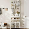 thumbnail image 3 of Hall Tree, Coat Rack Freestanding with Mesh Doors, Entryway Bench Coat Rack with Hooks & Storage Shelf for Entryway Bedroom and Mudroom, 3 of 8