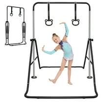 EUROCO Folding Gymnastics Bars for Kids, Height Adjustable Junior Training Bar, Horizontal Training Bars with Bear Rings