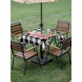thumbnail image 3 of Outdoor Tablecloth with Umbrella Hole and Zipper, Christmas Pink Truck Square Table Cloth 54x54 Inch Waterproof Tablecloth, Xmas Tree Farmhouse White Black Plaid Picnic Table Cover for Patio Camping, 3 of 7