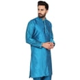 thumbnail image 5 of SKAVIJ Men's Tunic Art Silk Kurta Ethnic Indian Long Casual Shirt Party Medium Turquoise, 5 of 6